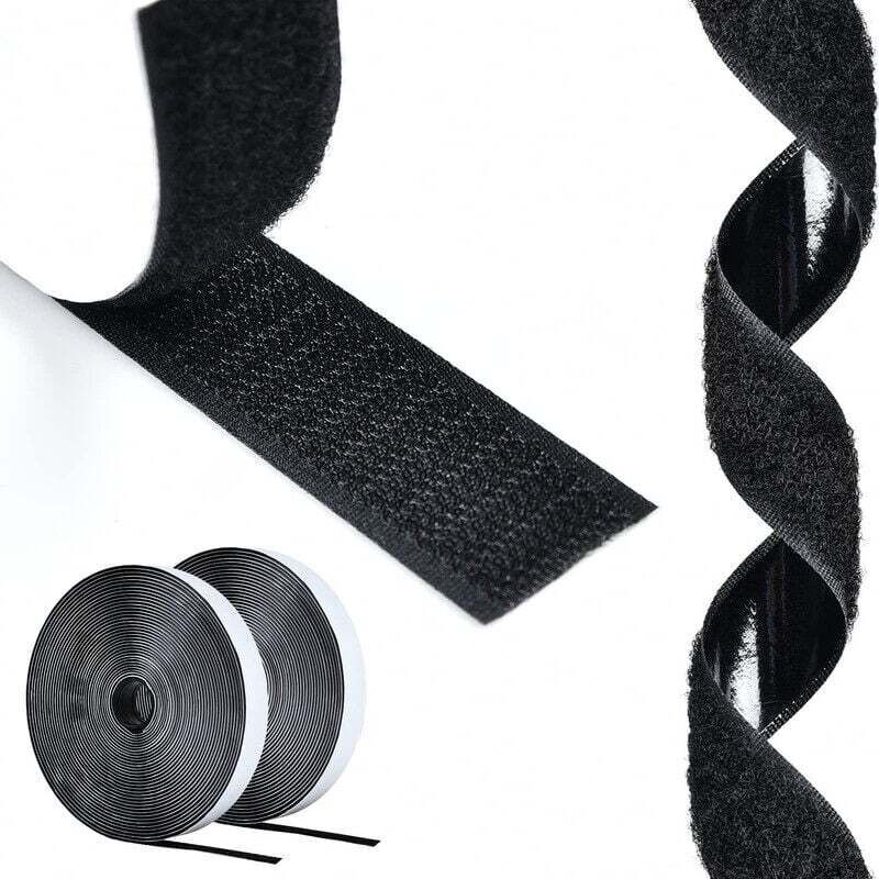 Extra Strong Adhesive Tape, 25m Long, Anti-Scratch, Double Sided Hook and Loop Tape (Black), 20mm Thick Hook and Loop Tape for Home, DIY and Crafts