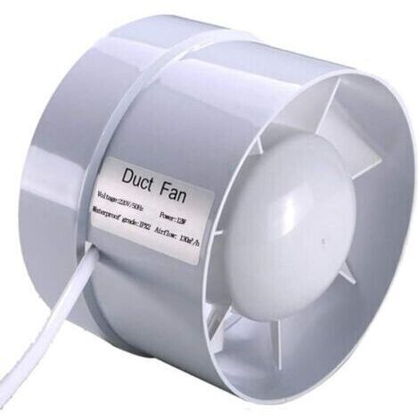 Extracteur d'air silencieux 100 mm 12W 130 m³/h Ventilateur à flux mixte pour salles de bain et serres Économe en énergie