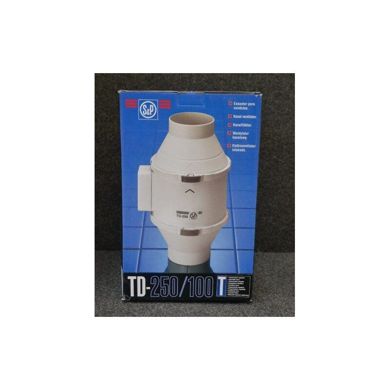 Ventilateur de conduit ultra-silencieux Ø 100mm 250m3/h 1 vitesse temporisation réglable 1-30min 34dB 28W 230V S&P