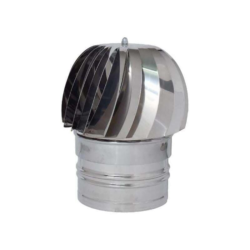 Extracteur de fumée et vent de cheminée ø 12 cm globe tournant ronde (raccord mâle) Rotatif Éolien en acier inoxydable