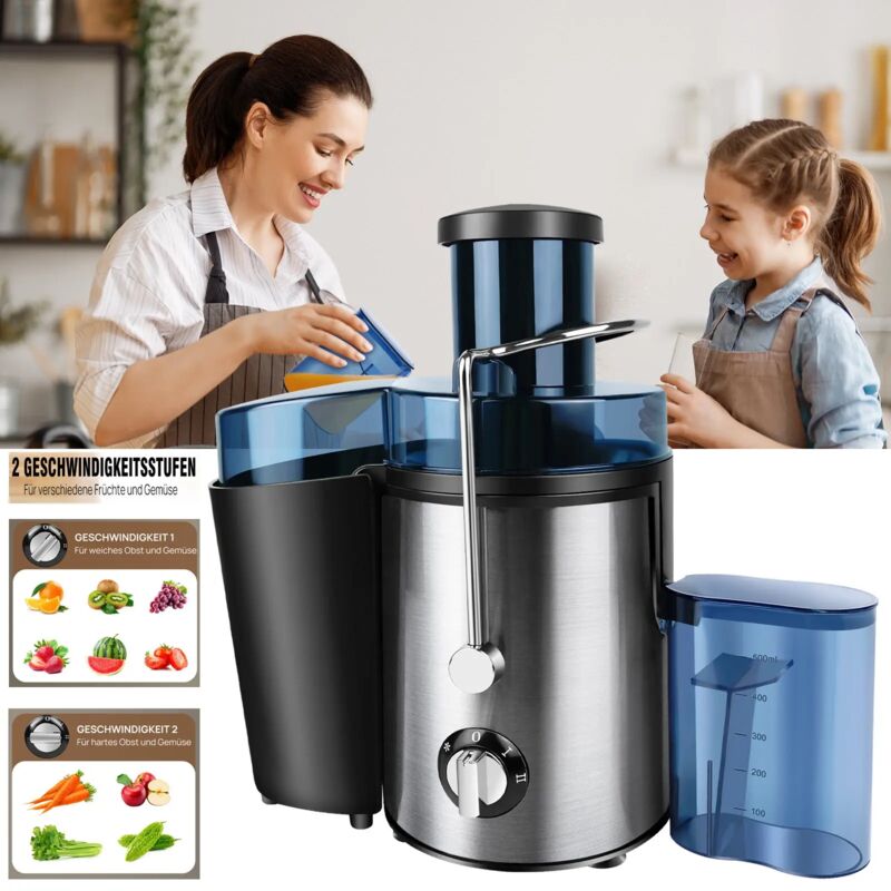 Extracteur de jus professionnel Extracteur de jus électrique Acier inoxydable Presse 500ML Presse à fruits 1000W