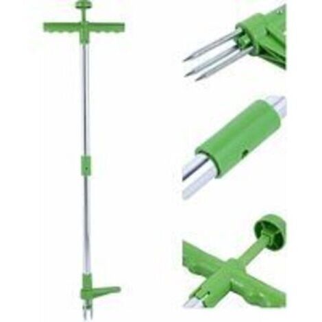 Extracteur de mauvaises herbes et outil d'extraction de racine de désherbeur vertical rotatif télescopique avec poignée en acier et désherbeur de jardin manuel à 3 griffes