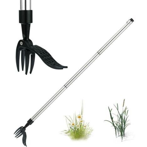 Extracteur de Mauvaises Herbes - Outil de désherbage à Long Manche avec 4 Griffes-Extracteur de Mauvaises Herbes Manuel-Outil de désherbage de Racines de Mauvaises Herbes-Pince réglable en 3 é