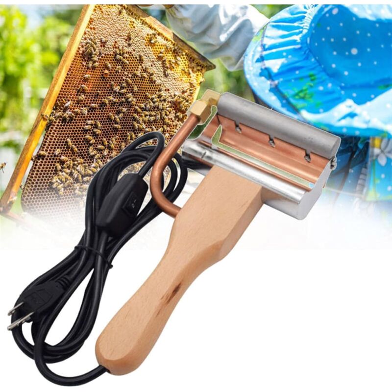 Extracteur de Miel électrique Portable, Couteau à désoperculer, Couteau Chaud à Main, Manche en Bois, Coupe-Chauffage à la Cire d'abeille, grattoir à
