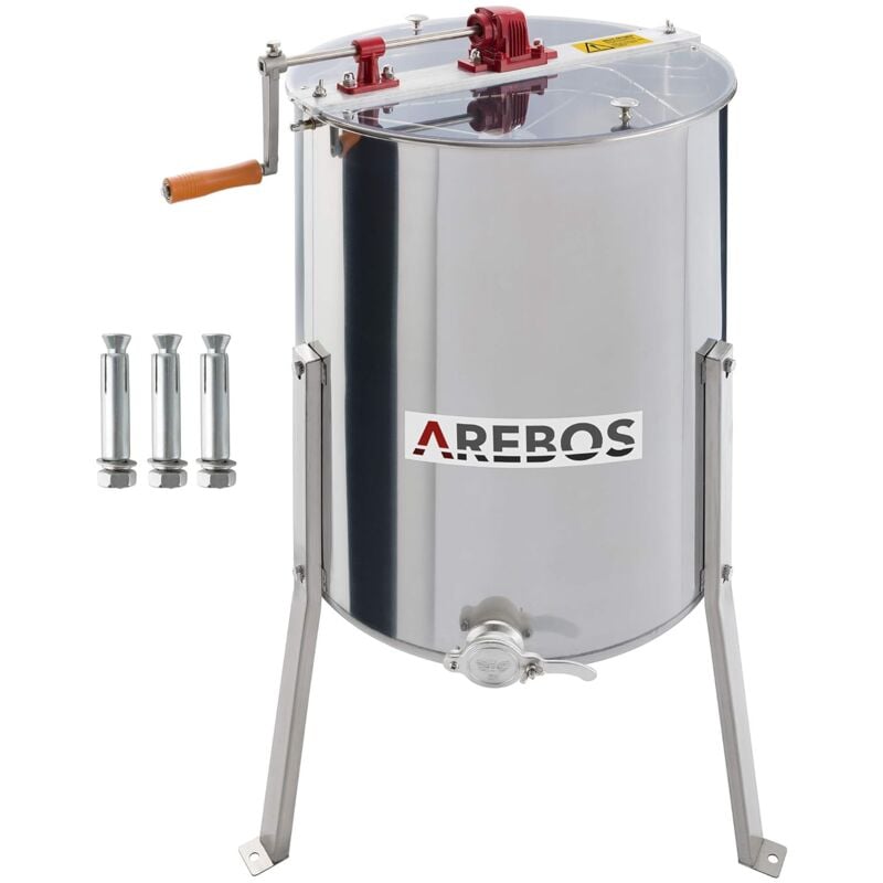 Arebos - Extracteur de miel manuel à quatre peignes en acier inoxydable miel d'apiculteur