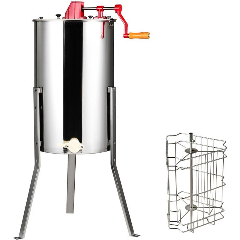 Mophorn - Extracteur de miel manuel , centrifugeuse à miel 2/4 cadres, extraction apicole en acier inoxydable, tambour en nid d'abeille avec