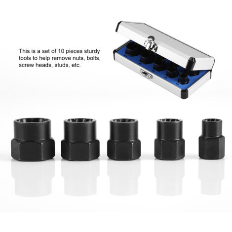 Extracteur de Noix et Boulons Abîmés Kit 10 Pièces Haute Qualité -KZQ