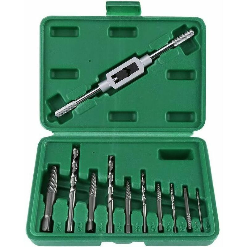 Extracteur de vis cassé,11pcs kit d'Extracteur de Vis Extracteur de vis endommagé Extractor Set pour l'Enlèvement de Vis Cassées ou Endommagées
