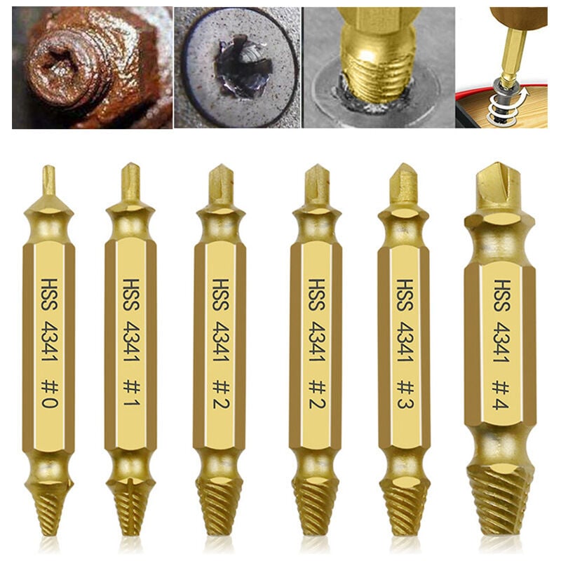 Extracteur de Vis Cassé - Kit 6pcs avec Tête Dorée