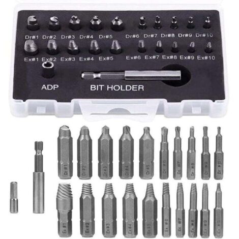 Extracteur de vis casses 22 pices, porte-embout de tournevis magntique et adaptateur de douille pour vis casses, extracteur de boulons dnuds