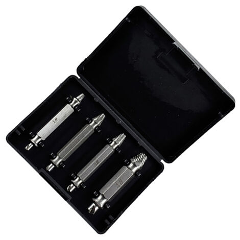 Extracteur de Vis en Acier Rapide, Outil de Désengagement pour Têtes Cassées et Filets Endommagés, Ensemble Double Face 4 Pièces Argenté