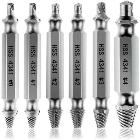 Extracteur de Vis Endommagés 6 Pièces en Acier HSS 4341 Dureté 63 HRC Ortviai