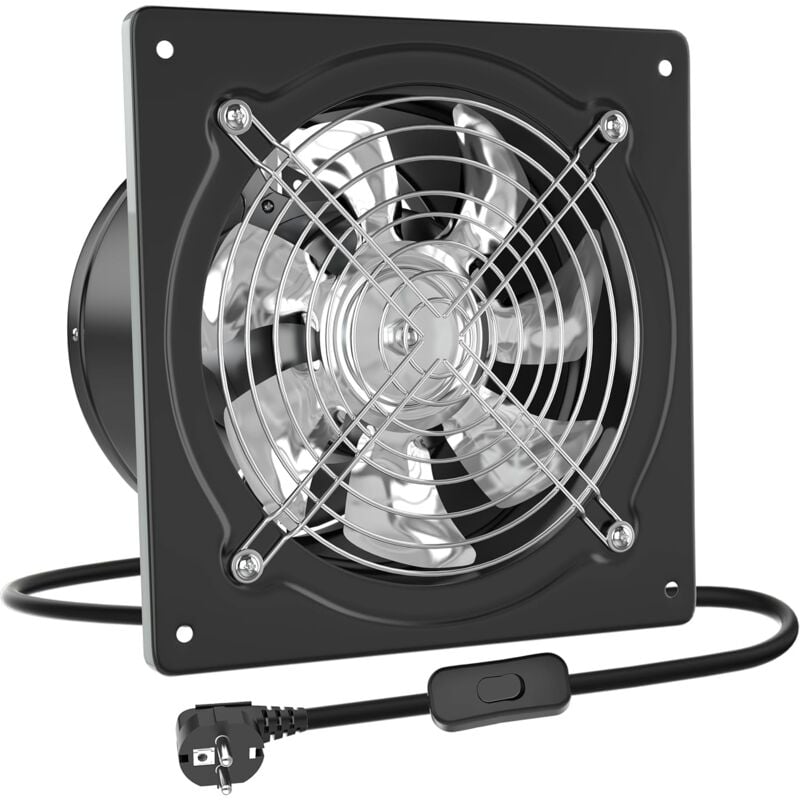 Extracteur puissant ventilateur mural 150 mm 525 m3/h avec clapet anti-retour matériau métallique avec prise UE pour bureau grenier garage cuisine