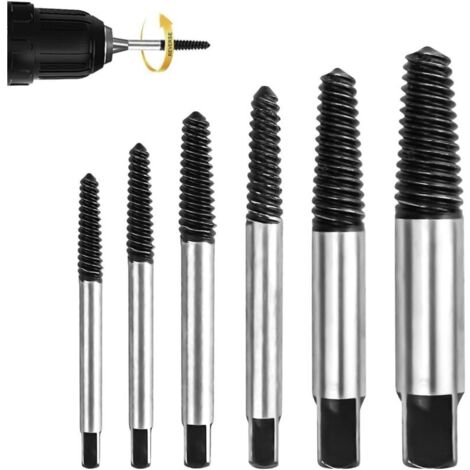 Extracteur Vis, Tourne a Gauche Extracteur, [6 Pièces M3-M25 en Acier à Roulement] - Extracteur de Vis Cassée, Kit D'extraction de Vis pour Vis Endommagées, Tuyaux