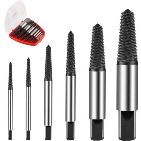 Extracteur Vis Tourne a Gauche Extracteur de Goujon Diamètre de 4 à 25 mm Extracteur de Vis pour Vis Endommagées Tuyaux (6 Pièces/Noir)