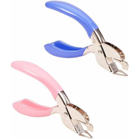 Extracteurs d'agrafes 2 couleurs pour le bureau, l'école ou la maison, Irisfr（bleu et rose，2PCS）