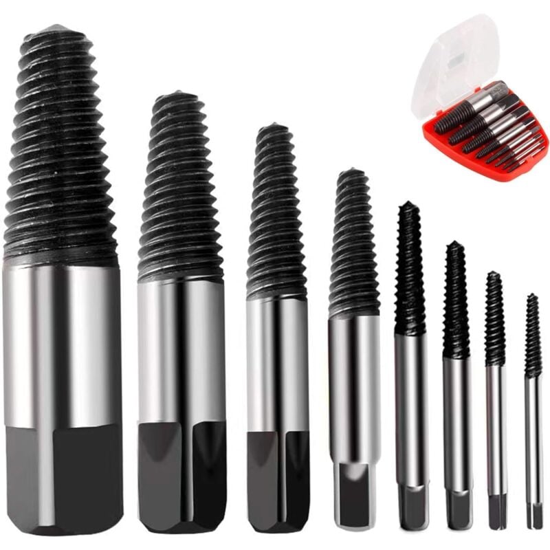 Extracteurs de Goujons Vis Cassés Endommagées 8 pcs - tools ensemble d'extracteurs de vis 8 pièces m4 - m45 - Convient aux vis cassées, aux conduites