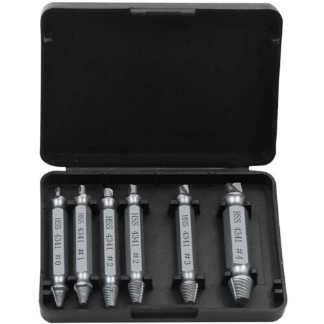 Extractor de 6 piezas KZQ para tornillos rotos, extractor para tornillos pelados, extractor de tornillos de doble cabeza, acero rápido HSS 4341, para extraer fácilmente los pernos prisioneros dañados 