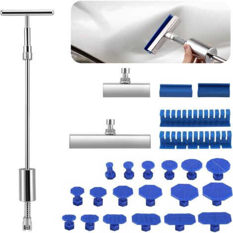Extractor de abolladuras para coche con barra en T, removedor de abolladuras para coche para reparar abolladuras de coche, kit de eliminación de abolladuras de coche para eliminar abolladuras