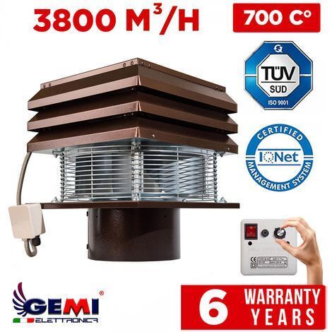 Extractor De Humos Para Chimeneas Extractor Humo Chimenea Eléctrico Extractor Para Chimenea redonda 30 cm De Leña de 300 mm  Barbacoa Parillas Estufa De Pellets Modelo Profesional Gemi Elettronica