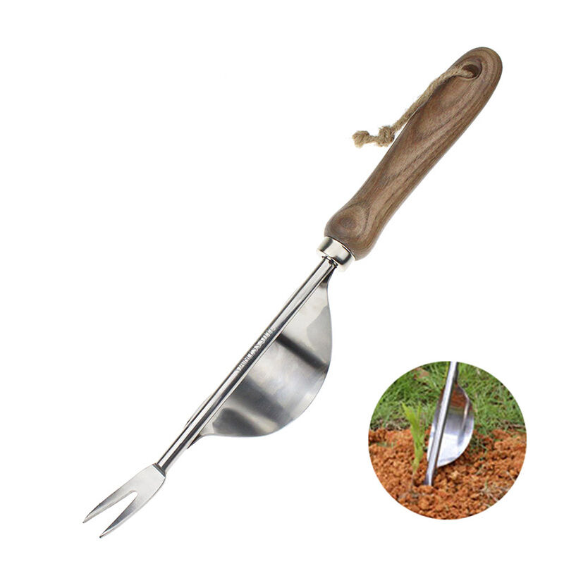 

Extractor de malezas manual de acero inoxidable resistente a la flexión, mango de madera ergonómico, herramienta antideslizante para matar malezas,