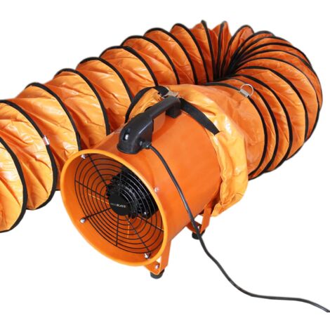 Extractor de Polvo 250mm Portátil Potencia 320W con Conducto Retráctil 6m Soplador Aire Humos Industrial Aparato para Quitar Polvo Ventilador Aspirador Profesional Taller Dust Extractor Fan Air Blower