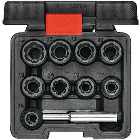 Extractor de ranura helicoidal 1/2, AN 10-19 mm, 10 piezas