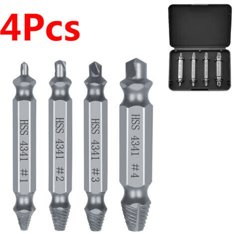 Extractor de tornillos dañado, juego de brocas, extractor de pernos roto, herramientas de desmontaje fácil de quitar, 4 piezas