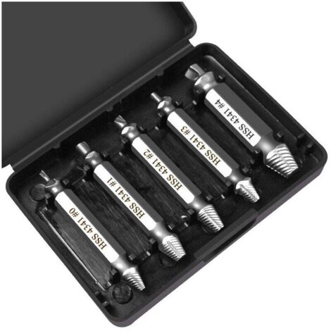 Extractor de tornillos de doble cabeza KZQ, juego de extracción y extracción de tornillos dañados HSS1/2/3/40 (5 piezas)