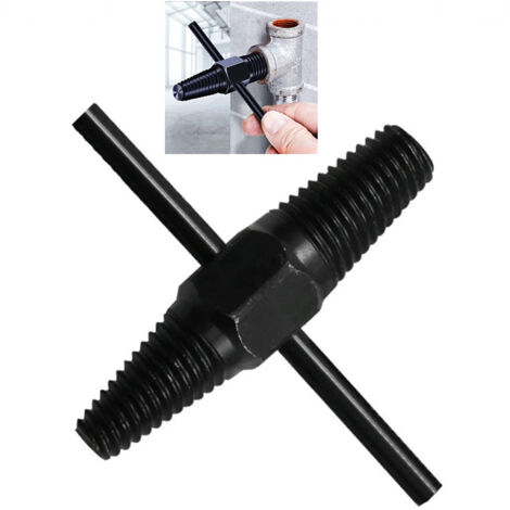 Extractor de tornillos para fontanería 1/2" y 3/4", Herramienta doble cabezal 4/6 puntas, Acero alto carbono fosfatado