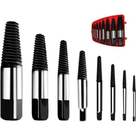 Extractor de tornillos rotos, kit de extracción de tornillos multiastilla, dureza del acero inoxidable