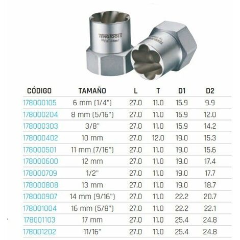 Extractor Para Tuercas Hexagonal 38