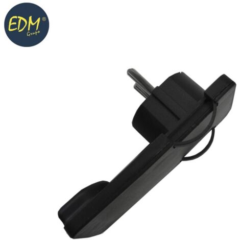 Extraflacher Schuko-Stecker 10/16 A bis 4,8 mm (einziehbar), Schwarz