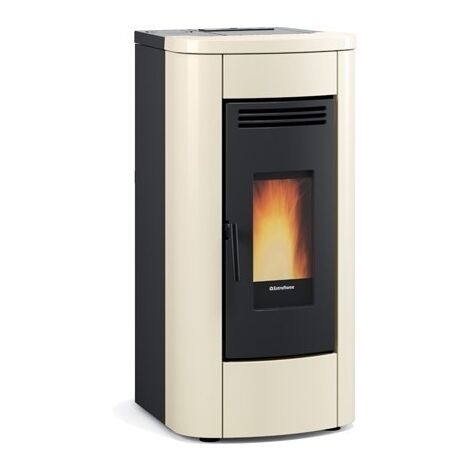 Extraflame La Nordica stufa a pellet KLAUDIA 8 KW in acciaio e top in maiolica colore Avorio ad aria