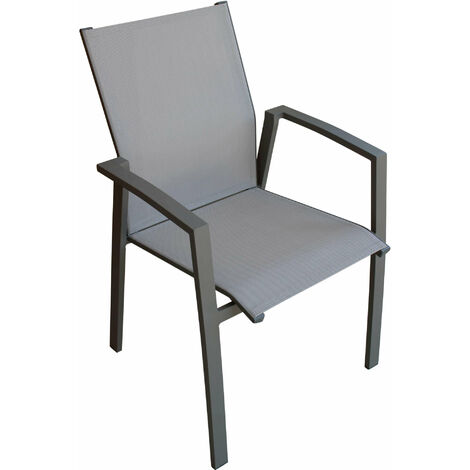 Extraire le fauteuil de chaise empilable avec structure en aluminium et Nile Textilene  Gray