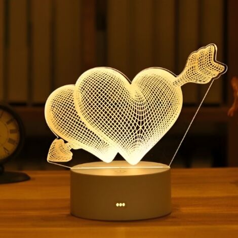Extralink home lampka nocna przebite serca 3d iluzja optyczna do sypialni usb