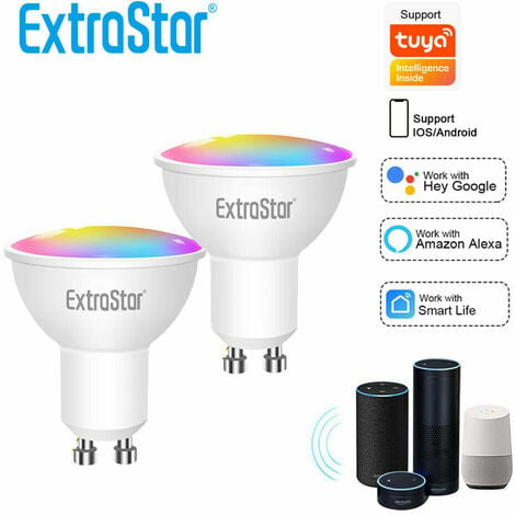 ExtraStar Smart Dimmable GU10 6W LED Wi-Fi Colour Control Light Bulb (Pack of 6)