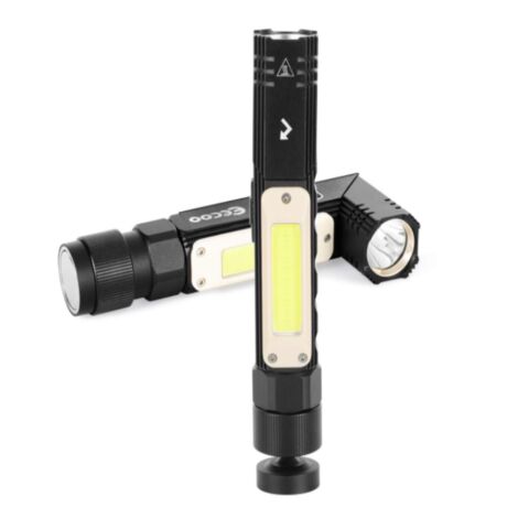 Extrem helle, per USB wiederaufladbare Arbeitsleuchte mit 5 Leuchtmodi und um 360° drehbarem Magnetfuß, ideal für Inspektionszwecke.