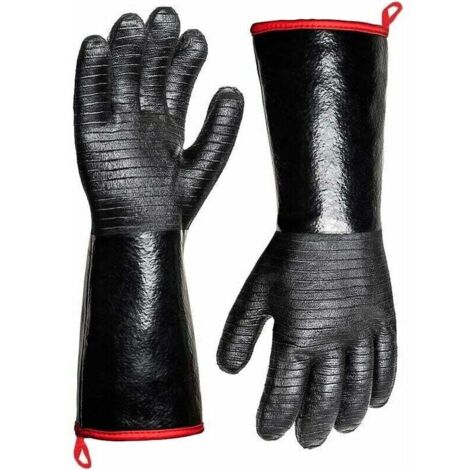 Extrem hitzebeständige Handschuhe bis 500 °C (932 °F) zum Grillen, wasserdichte Langarmhandschuhe zum Braten, Backen, für Öfen und zum Räuchern, flammhemmende, hitzebeständige Neoprenbeschichtung
