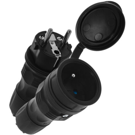 EXTREM IP54 STECKER + STECKDOSENSATZ SCHWARZ - E+97-0003