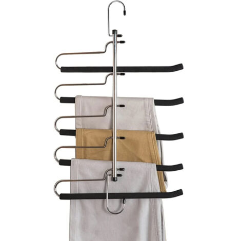 Extrem robuster, platzsparender Kleiderbügel für Hosen, Jeans und andere Kleidungsstücke mit 5-lagiger, rutschfester Schaumstoffpolsterung. Multifunktionaler Kleiderschrank-Organizer aus hochwertigem 