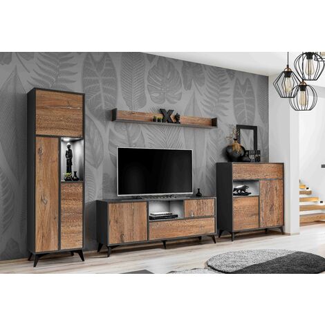 Extreme Furniture Venice Ensemble télé 3 Meubles de salon avec 1 Étagère murale  LED  Design moderne  Rangement pratique
