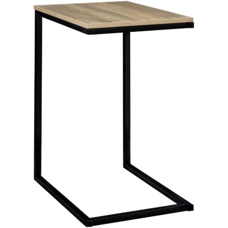 Extremo del sofá de metal negro y madera