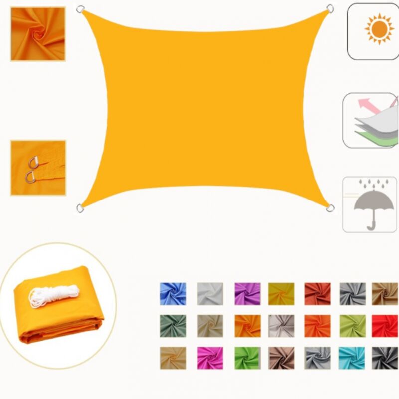 Linghhang - 2x3 m voile d'ombrage jaune rectangulaire extérieur auvent de jardin anti - uv