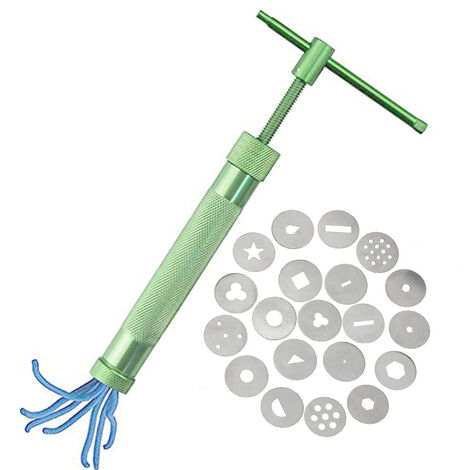 Extrudeuse d'Argile Ensemble, Pâte à Extruder Argile à Sucre Rotatif,Extrudeur Pate a Sucre Avec 20 Disques d'Extrusion,Pistolet En Argile Polymère