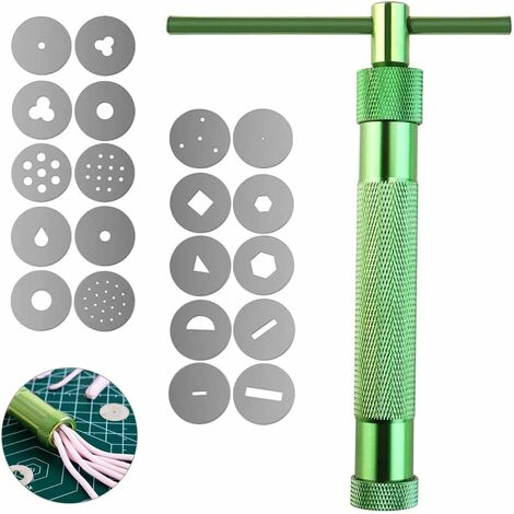 Extrudeuse d'Argile Ensemble,Pâte à Extruder Argile à Sucre Rotatif,Extrudeur Pate a Sucre Avec 20 Disques d'Extrusion,Pistolet En Argile Polymère Pour Faire De l'Artisanat En Argile,Seuçais