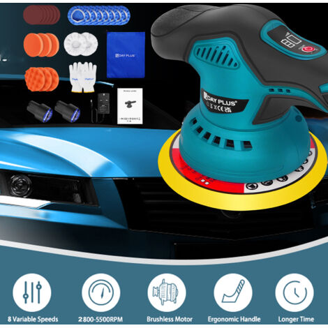 Exzenter Poliermaschine Akku 12V Auto Polierer Poliergerät 150mm Politur set DE