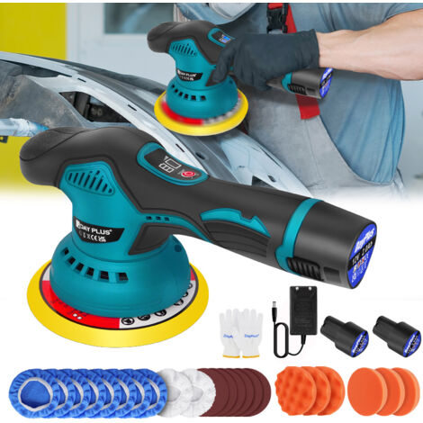 Exzenter Poliermaschine Auto Polierer Poliergerät 150mm Politur +2 AKKU &Zubehör