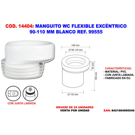 Exzentrische flexible Toilettenhülse 90-110 mm Weiß Ref. 99955