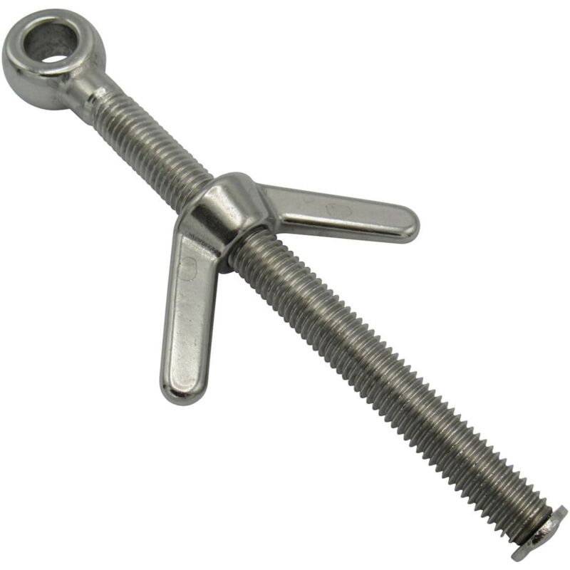 Securefix Direct - Eye Bolt with Wing Nut Stainless Steel 12MM x 80MM (Marine Butterfly Boat Rigging)